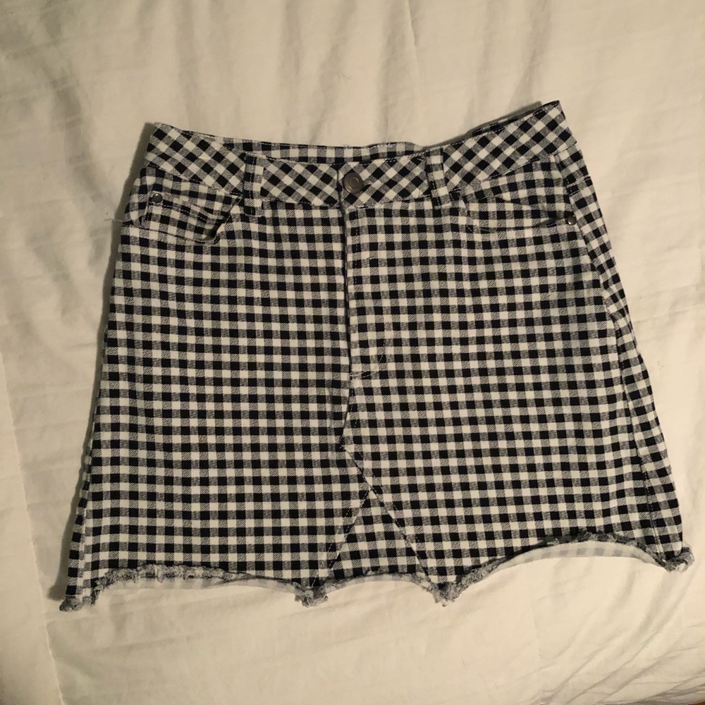 Black and white gingham mini skirt